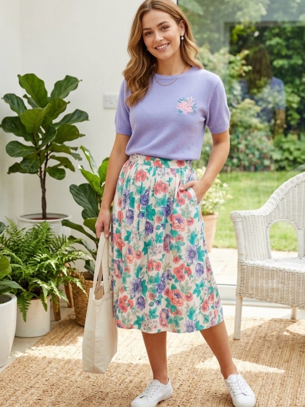 Vintage Outfit Bundle! Diversity Pleated Skirt and Short sleeve Sweater